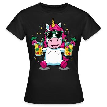 Einhorn Cocktail Saufen Party Feiern Urlaub JGA - Frauen T-Shirt - Schwarz - Vorne - AI Model Female 172 dark (172cm)