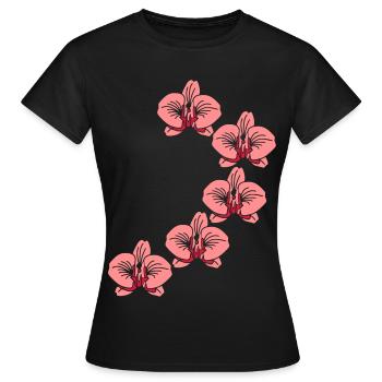 Orchideen - Frauen T-Shirt - Schwarz - Vorne - AI Model Female 172 dark (172cm)