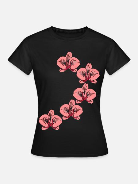 Orchideen - Frauen T-Shirt - Schwarz