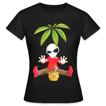 Hanf Alien - Frauen T-Shirt - Schwarz - Vorne - AI Model Female 172 dark (172cm)
