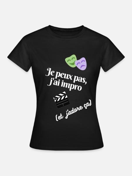 Théâtre d'improvisation, j'adore! - T-shirt Femme - noir