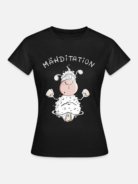 Happy Yoga Schaf I Wortspiel Fun Schafe - Frauen T-Shirt - Schwarz
