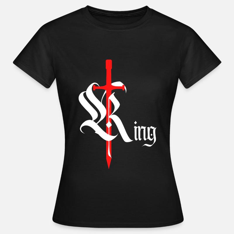 Roi gothique Design avec épée texte blanc - T-shirt Femme - noir