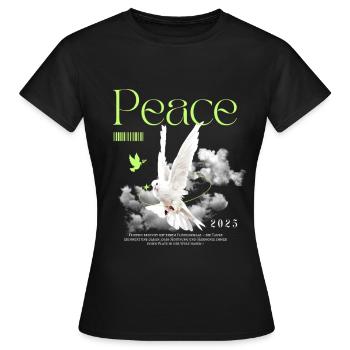 Friedenstaube mit grünen Akzenten - Frauen T-Shirt - Schwarz - Vorne - AI Model Female 172 dark (172cm)