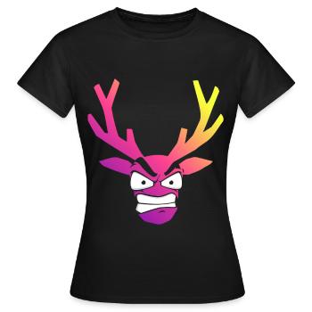 Iridescent Furious Christmas Deer Head - Women's T-Shirt - black - Front - AI Model Female 172 dark (172cm)