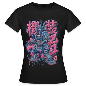 Samurai Mech – Motif de robot manga d’anime - T-shirt Femme - noir - Devant - AI Model Female 172 dark (172cm)