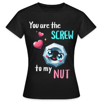 Drôle de conception de paires de boulons d’écrou - T-shirt Femme - noir - Devant - AI Model Female 172 dark (172cm)
