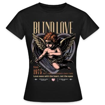 Blind Love 1975 Retro Cupid - Frauen T-Shirt - Schwarz - Vorne - AI Model Female 172 dark (172cm)