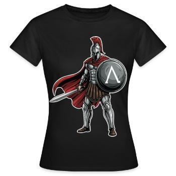 Hoplite Spartiate Lambda Bouclier Épée Mascotte - T-shirt Femme - noir - Devant - AI Model Female 172 dark (172cm)