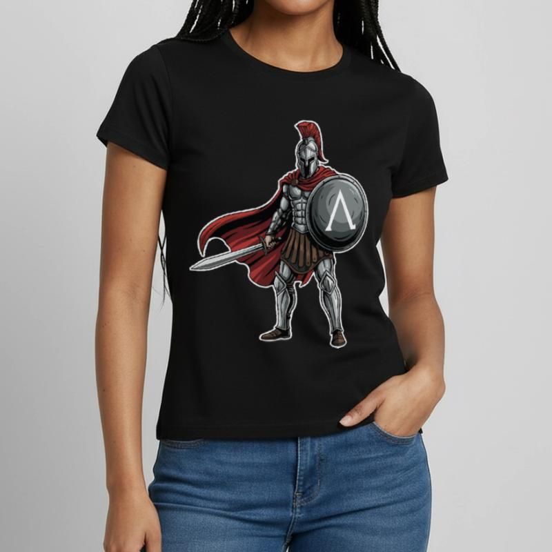 Hoplite Spartiate Lambda Bouclier Épée Mascotte T-shirt Femme
