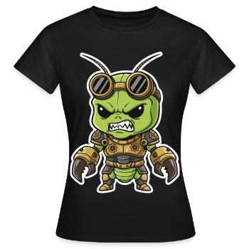 Extraterrestre Steampunk Guerrier Armure Laiton - T-shirt Femme - noir - Devant - AI Model Female 172 dark (172cm)