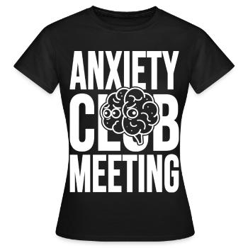 Réunion du Club de l’Anxiété avec le Cerveau - T-shirt Femme - noir - Devant - AI Model Female 172 dark (172cm)