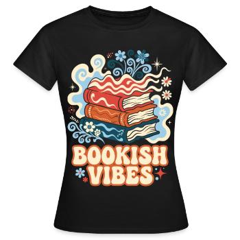Bookish Vibes Retro Bücher - Frauen T-Shirt - Schwarz - Vorne - AI Model Female 172 dark (172cm)