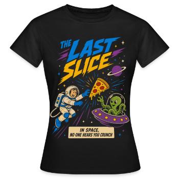 La dernière part de pizza dans l’espace - T-shirt Femme - noir - Devant - AI Model Female 172 dark (172cm)