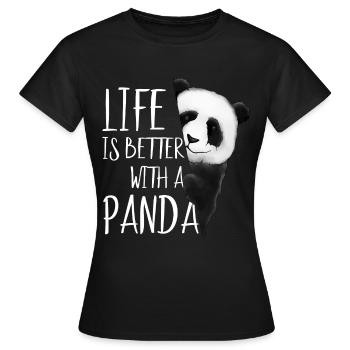 Das Leben ist besser mit einem Panda Geschenk - Frauen T-Shirt - Schwarz - Vorne - AI Model Female 172 dark (172cm)