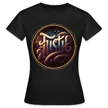 "Hustle" Graffiti Theme 1 - Women's T-Shirt - black - Front - AI Model Female 172 dark (172cm)