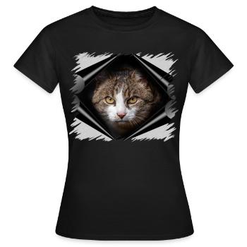 Chat - T-shirt Femme - noir - Devant - AI Model Female 172 dark (172cm)