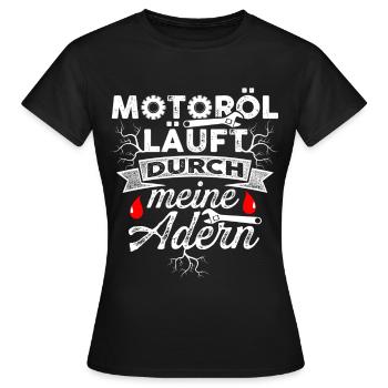Mechanic funny saying Engine Oil Gift - Women's T-Shirt - black - Front - AI Model Female 172 dark (172cm)