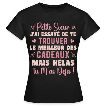 Little Sister Gift Funny Quote - Women's T-Shirt - black - Front - AI Model Female 172 dark (172cm)