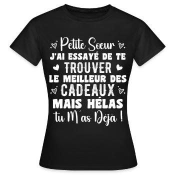 Little Sister Gift Funny Quote - Women's T-Shirt - black - Front - AI Model Female 172 dark (172cm)