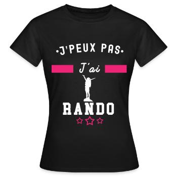 je peux pas j'ai rando femme - T-shirt Femme - noir - Devant - AI Model Female 172 dark (172cm)