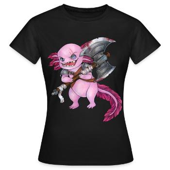 Lustiges Axolotl mit Axt Barbar Krieger Geschenk - Frauen T-Shirt - Schwarz - Vorne - AI Model Female 172 dark (172cm)