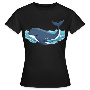 Baleine nageant - T-shirt Femme - noir - Devant - AI Model Female 172 dark (172cm)
