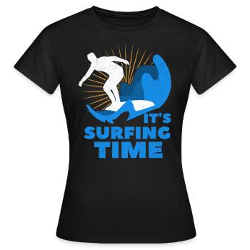 Surfen Wellenreiten - Frauen T-Shirt - Schwarz - Vorne - AI Model Female 172 dark (172cm)