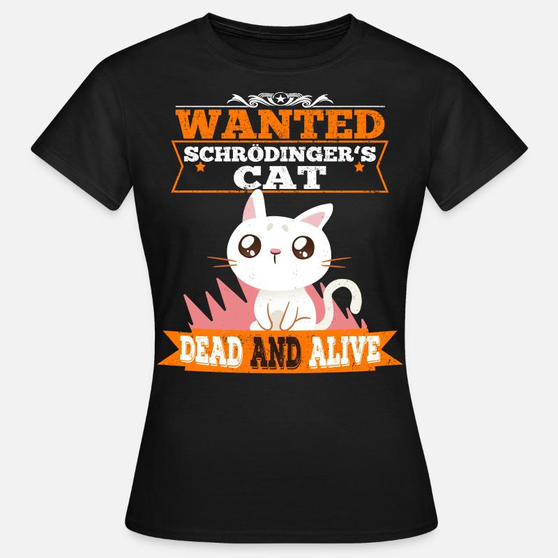 Le chat de Schrödinger chat mignon physique quantique - T-shirt Femme - noir