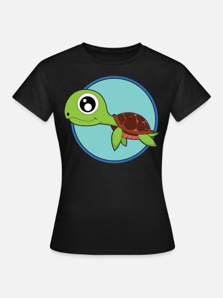 Tortue mignons bébés animaux - T-shirt Femme - noir