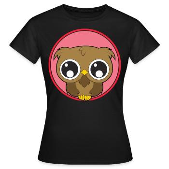 Chouette animaux mignons - T-shirt Femme - noir - Devant - AI Model Female 172 dark (172cm)