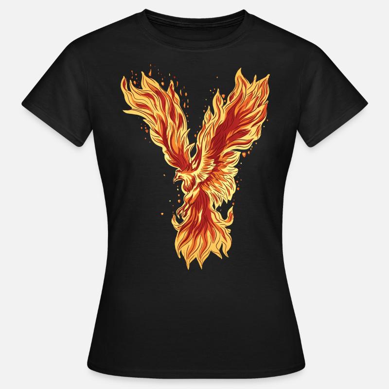 Phoenix Rising Fire Bird Mythical Artwork - Women's T-Shirt - black
