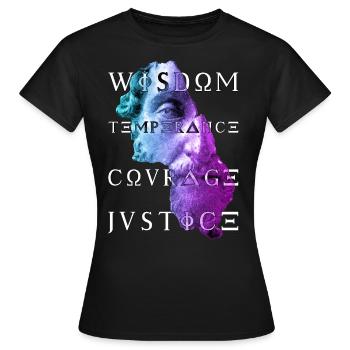 Marcus Tugenden des Stoikismus Weisheit Mut Gerechtigkeit - Frauen T-Shirt - Schwarz - Vorne - AI Model Female 172 dark (172cm)