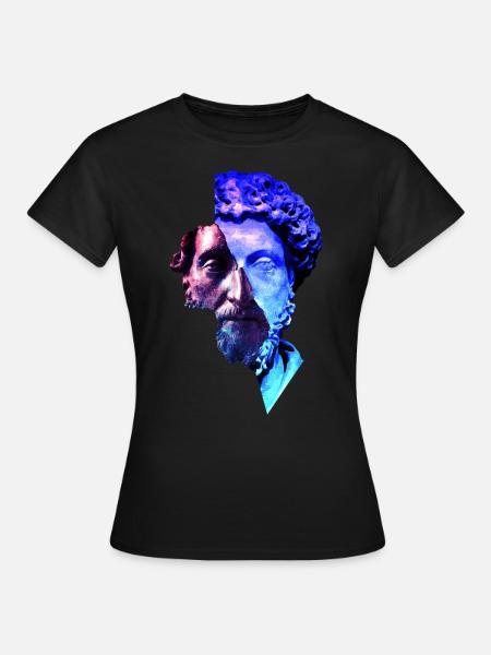 Stoicyzm Marcus Aurelius Purple Uniwersum Artwork - Koszulka damska - czarny