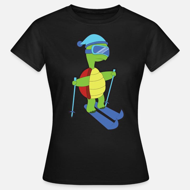Ski dyreskildpadde - Dame-T-shirt - sort