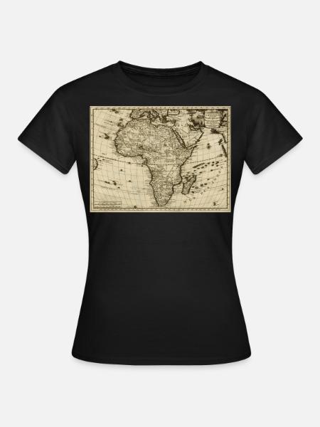Mappa D'epoca D'Africa, Vecchia Geografia - Dame-T-shirt - sort