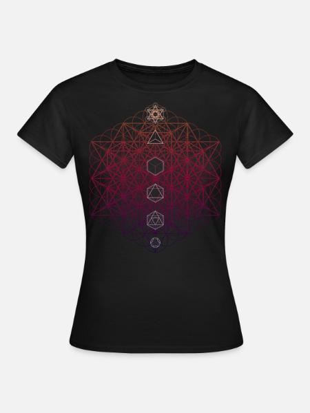 64 Tetraeder Metatrons Würfel Sacred Geo - Frauen T-Shirt - Schwarz