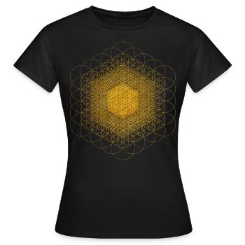 Fleur de vie dimensionnelle fractale - T-shirt Femme - noir - Devant - AI Model Female 172 dark (172cm)