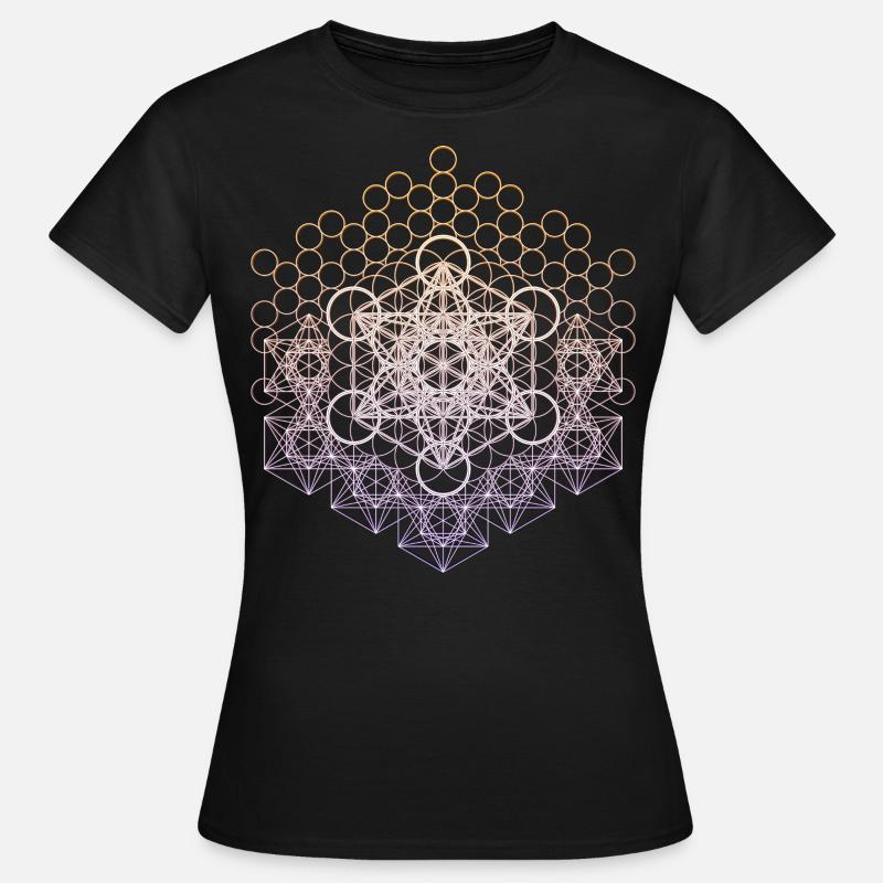 Métatrons Cube Géométrie Sacrée Connectée - T-shirt Femme - noir