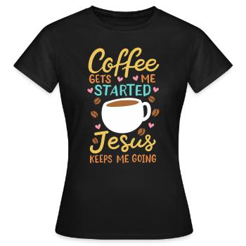 Jesus / Kaffee: Bibel Verse - Frauen T-Shirt - Schwarz - Vorne - AI Model Female 172 dark (172cm)