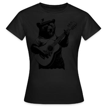 Lustiger Bär spielt Gitarre und singt - Frauen T-Shirt - Schwarz - Vorne - AI Model Female 172 dark (172cm)