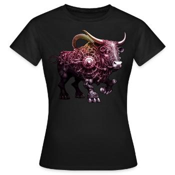 Orné Steampunk Bull détaillé complexe Cool Art - T-shirt Femme - noir - Devant - AI Model Female 172 dark (172cm)
