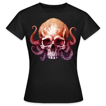 Octopus Skull Enigmatic Depths Gradient Tentacles - Women's T-Shirt - black - Front - AI Model Female 172 dark (172cm)