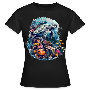 Vie aquatique et marine vibrante et colorée - T-shirt Femme - noir - Devant - AI Model Female 172 dark (172cm)