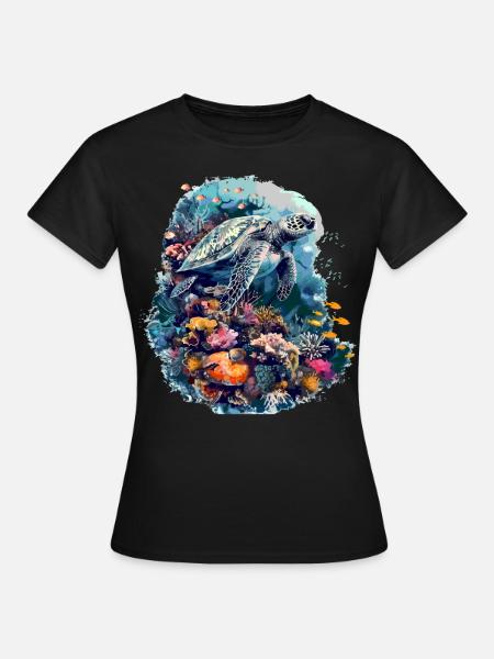 Vie aquatique et marine vibrante et colorée - T-shirt Femme - noir