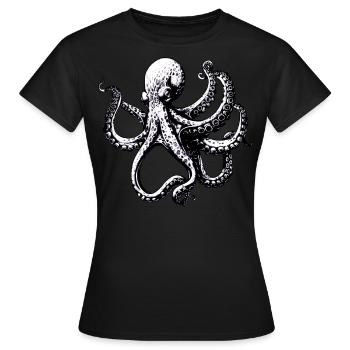 Illustration complexe de pieuvre en noir et blanc - T-shirt Femme - noir - Devant - AI Model Female 172 dark (172cm)