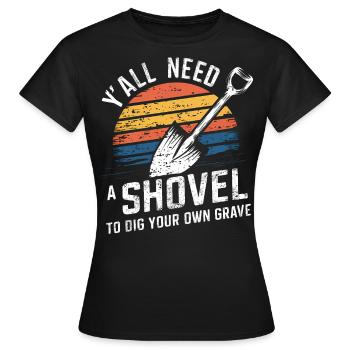 Rétro Sunset Shovel fossoyer Funny Morbid - T-shirt Femme - noir - Devant - AI Model Female 172 dark (172cm)