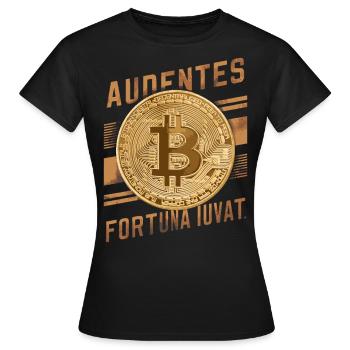 Bitcoin Audentes Fortuna Iuvat Crypto Digital - Frauen T-Shirt - Schwarz - Vorne - AI Model Female 172 dark (172cm)