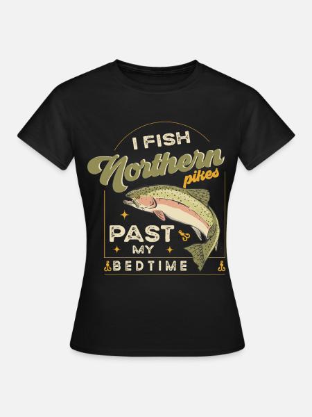 fishing, pike, northern, - Frauen T-Shirt - Schwarz