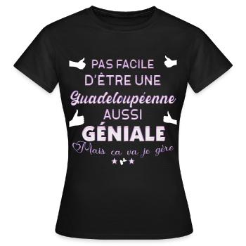 Femme De La Guadeloupéenne Géniale - T-shirt Femme - noir - Devant - AI Model Female 172 dark (172cm)